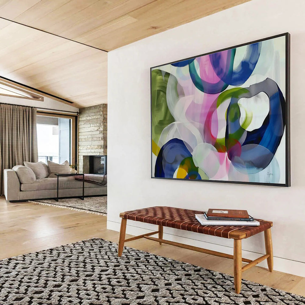 “Colorful Overlapping Rings” - Abstract Geometric Painting On Canvas DKS473