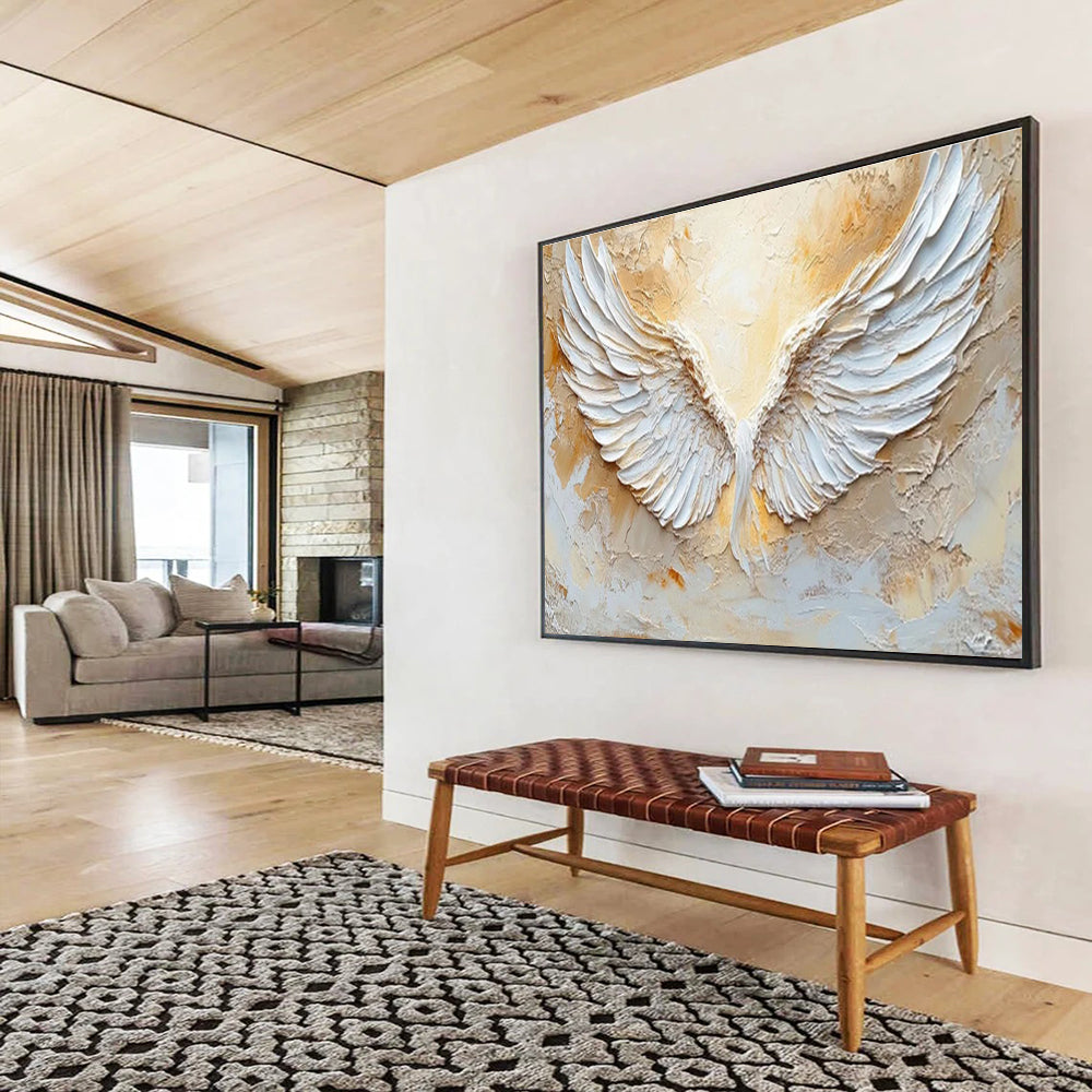 “Sculpted White Wings” - 3D Abstract Painting On Canvas DKS455