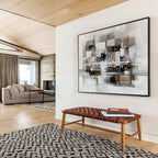 Neutral Geometric Abstract with Gold - Contemporary Abstract Painting On Canvas DKS354