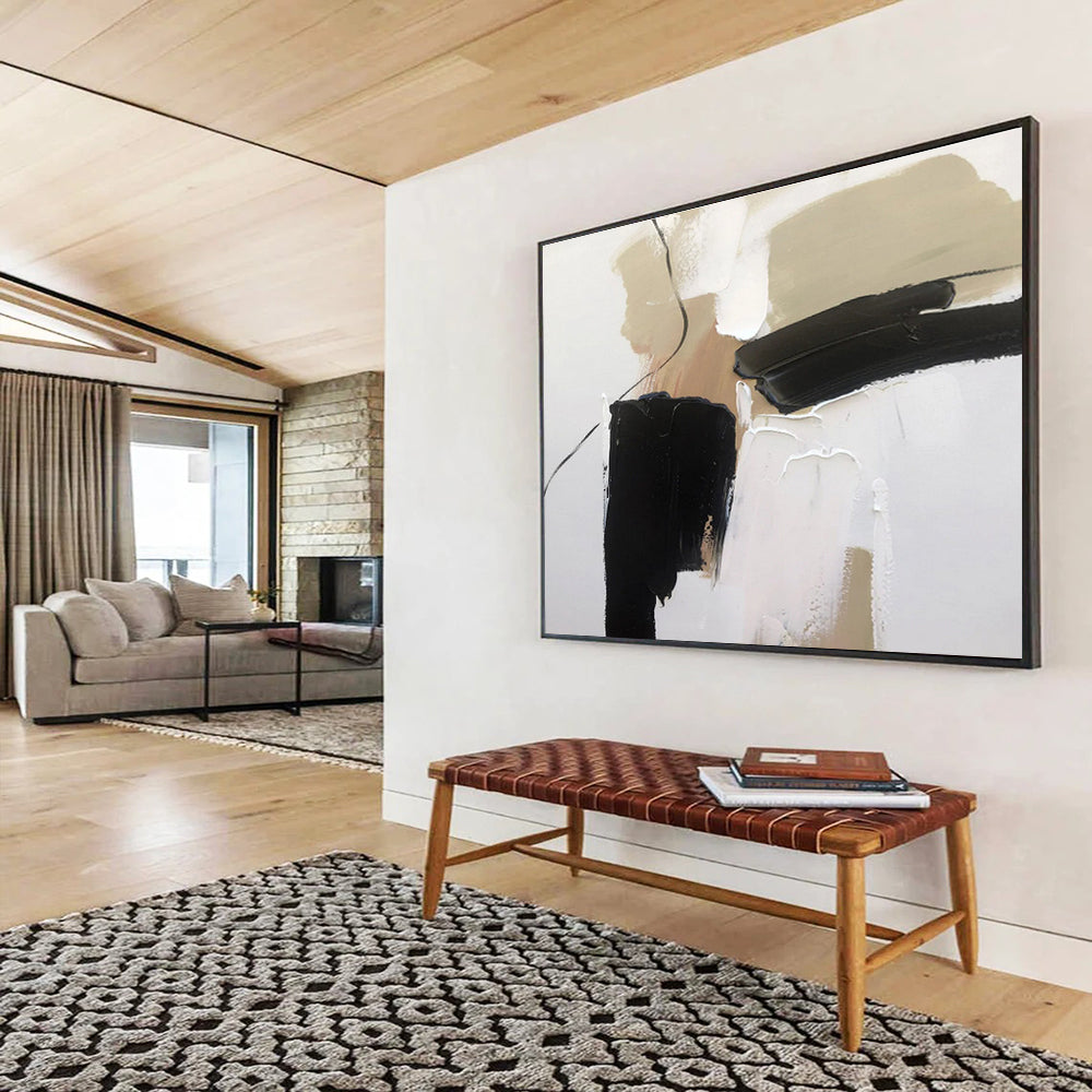 Earthy Tones and Bold Blacks - Modern Abstract Painting On Canvas DKS313