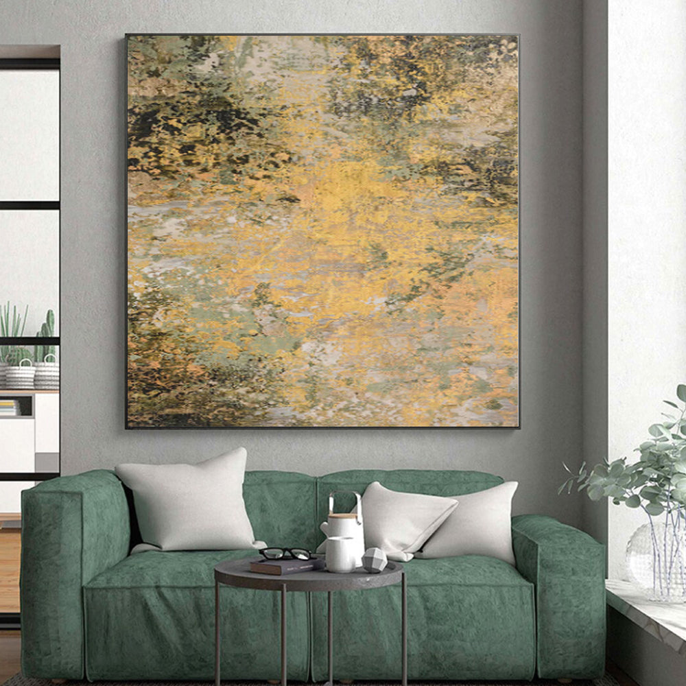 “Golden Hues Abstract” - Nature - Inspired Abstract Painting On Canvas PS0075