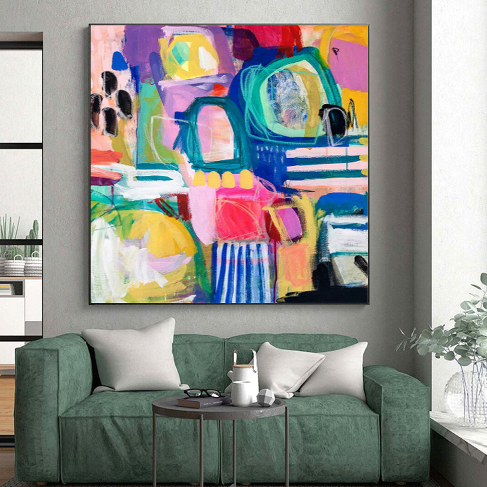 “Vibrant Abstract Mosaic” - Contemporary Abstract Painting On Canvas PS0077