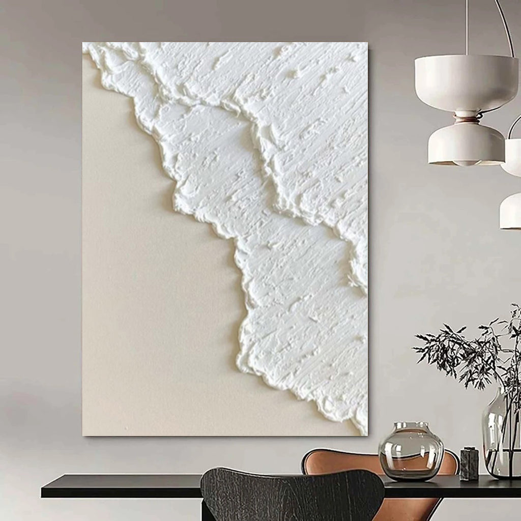 “White Textured Minimalist” - Serene Abstract Painting On Canvas PS0170