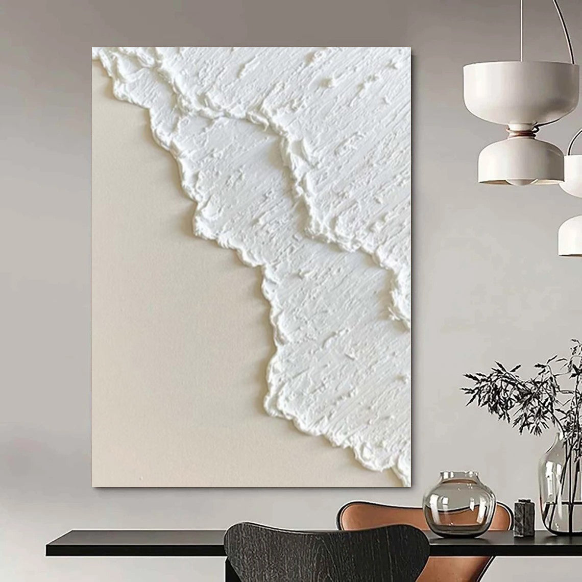 “White Textured Minimalist” - Serene Abstract Painting On Canvas PS0170