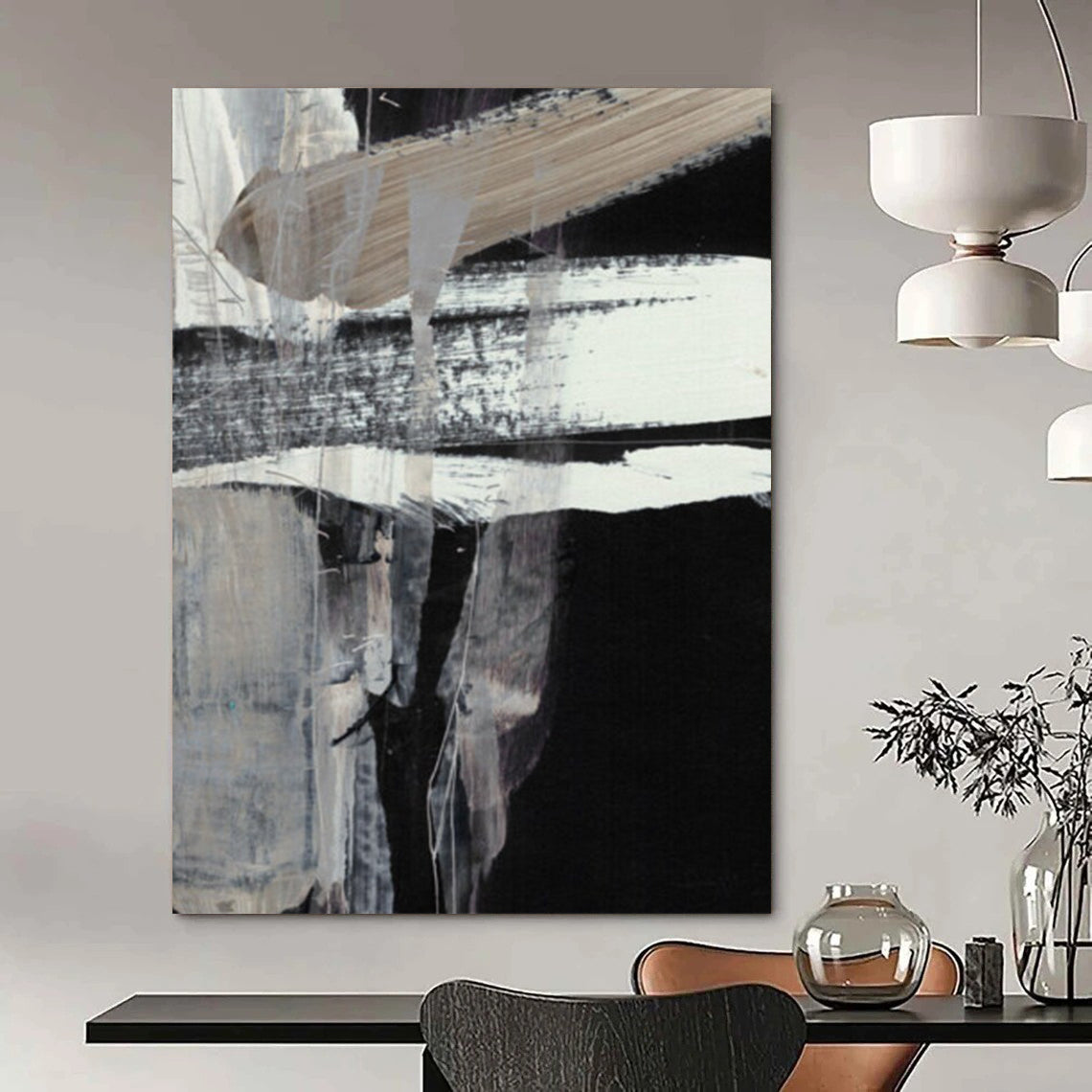 “Monochrome Drip Textures” - Black & White Contrast with Dripping Effects Painting On Canvas DS193