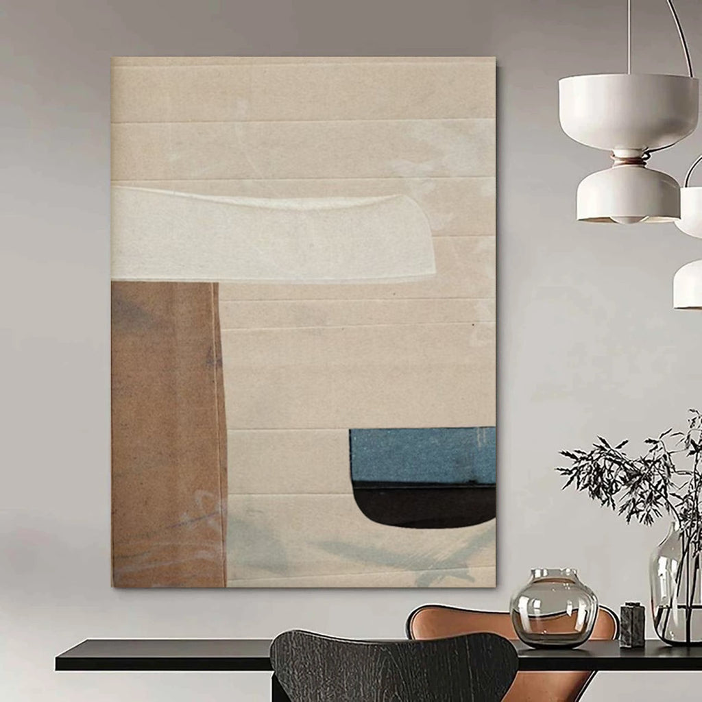 “Cardboard - Inspired Collage” - Neutral Tones & Minimalist Forms Painting On Canvas DS182