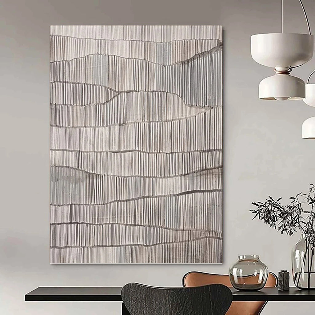 “Grey Textured Ripples” - Minimalist Abstract Painting On Canvas PT1034