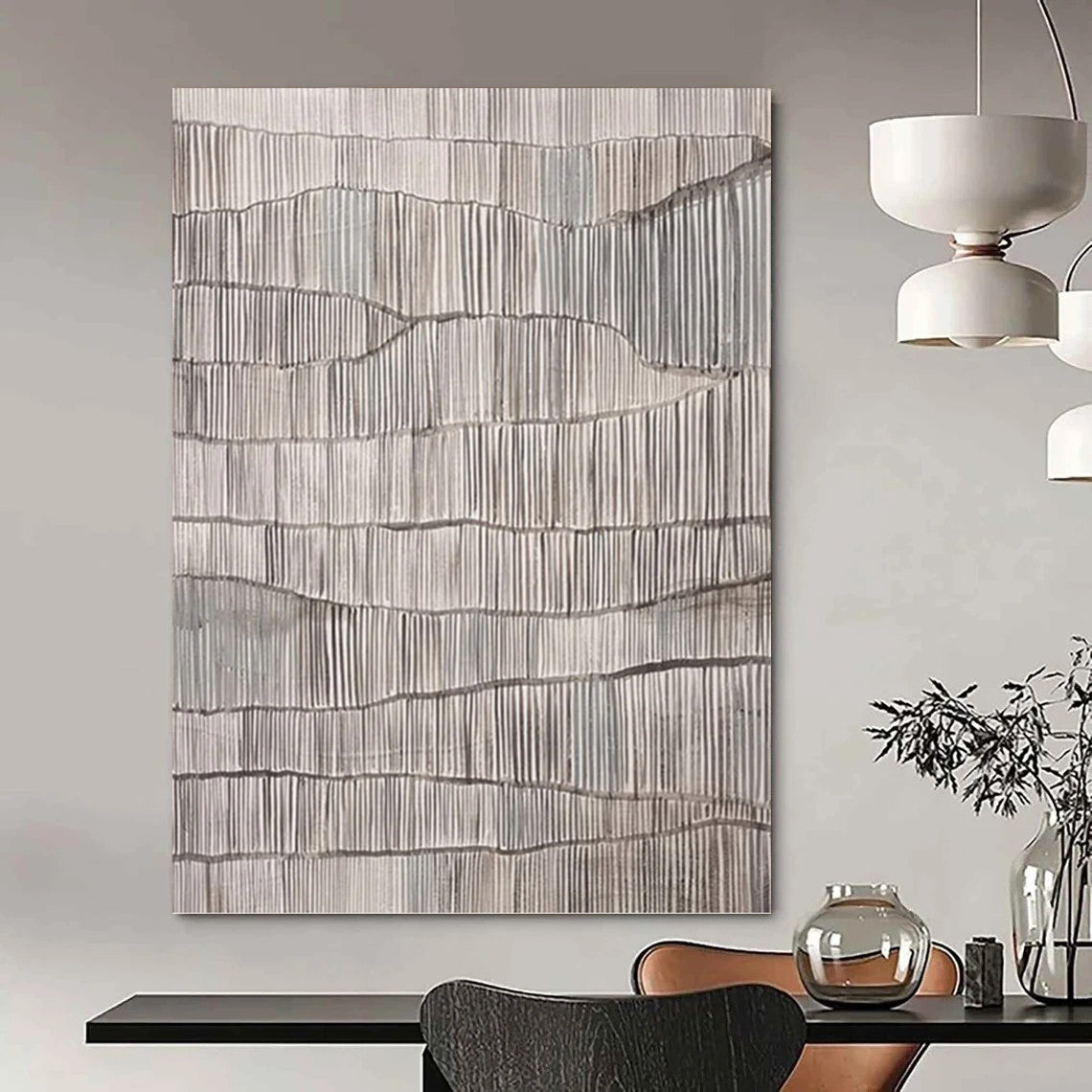 “Grey Textured Ripples” - Minimalist Abstract Painting On Canvas PT1034