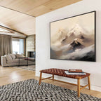 Misty Mountain Peaks in Neutrals - Abstract Landscape Painting On Canvas DKS325