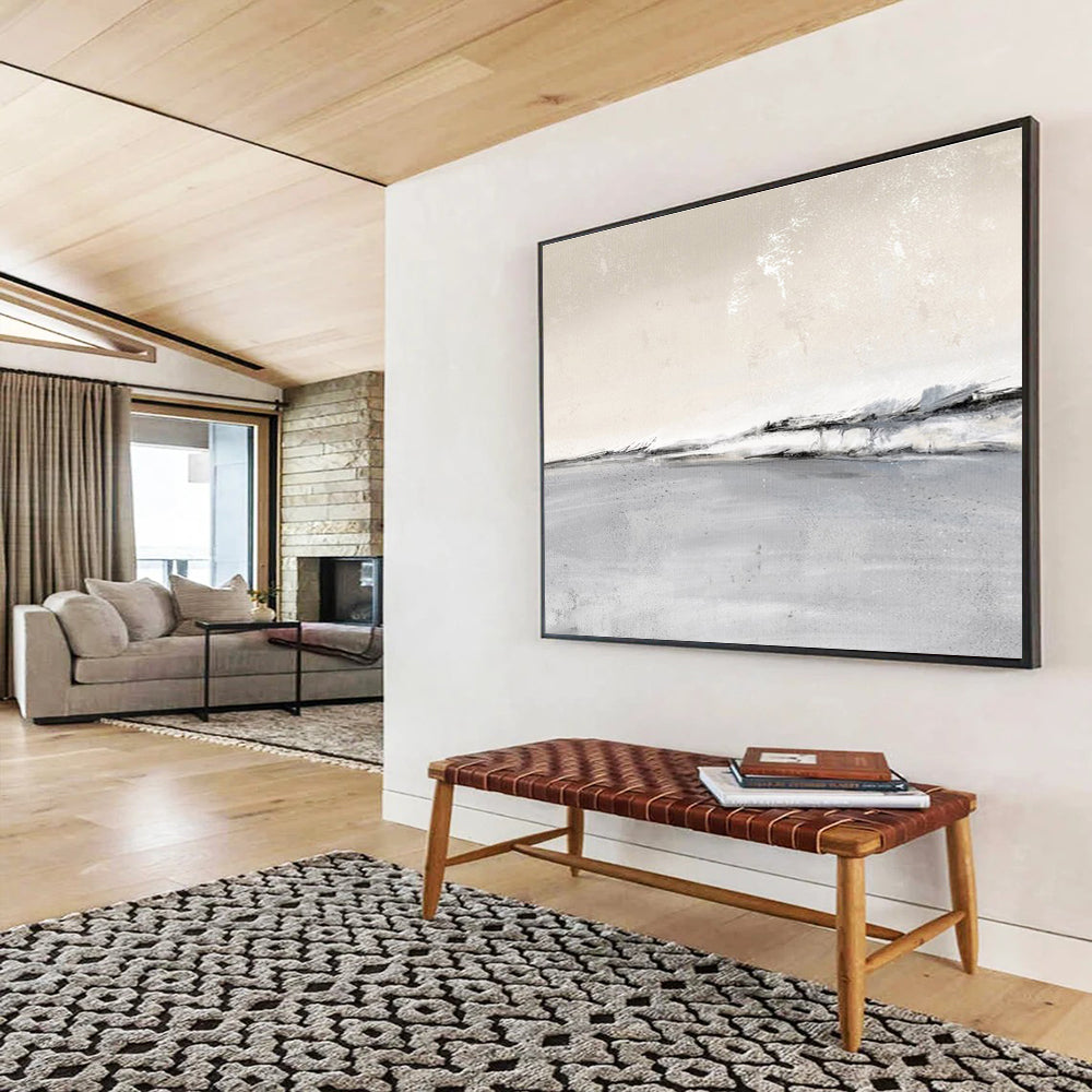 “Monochrome Coastal Horizon” Landscape Painting On Canvas DKS245