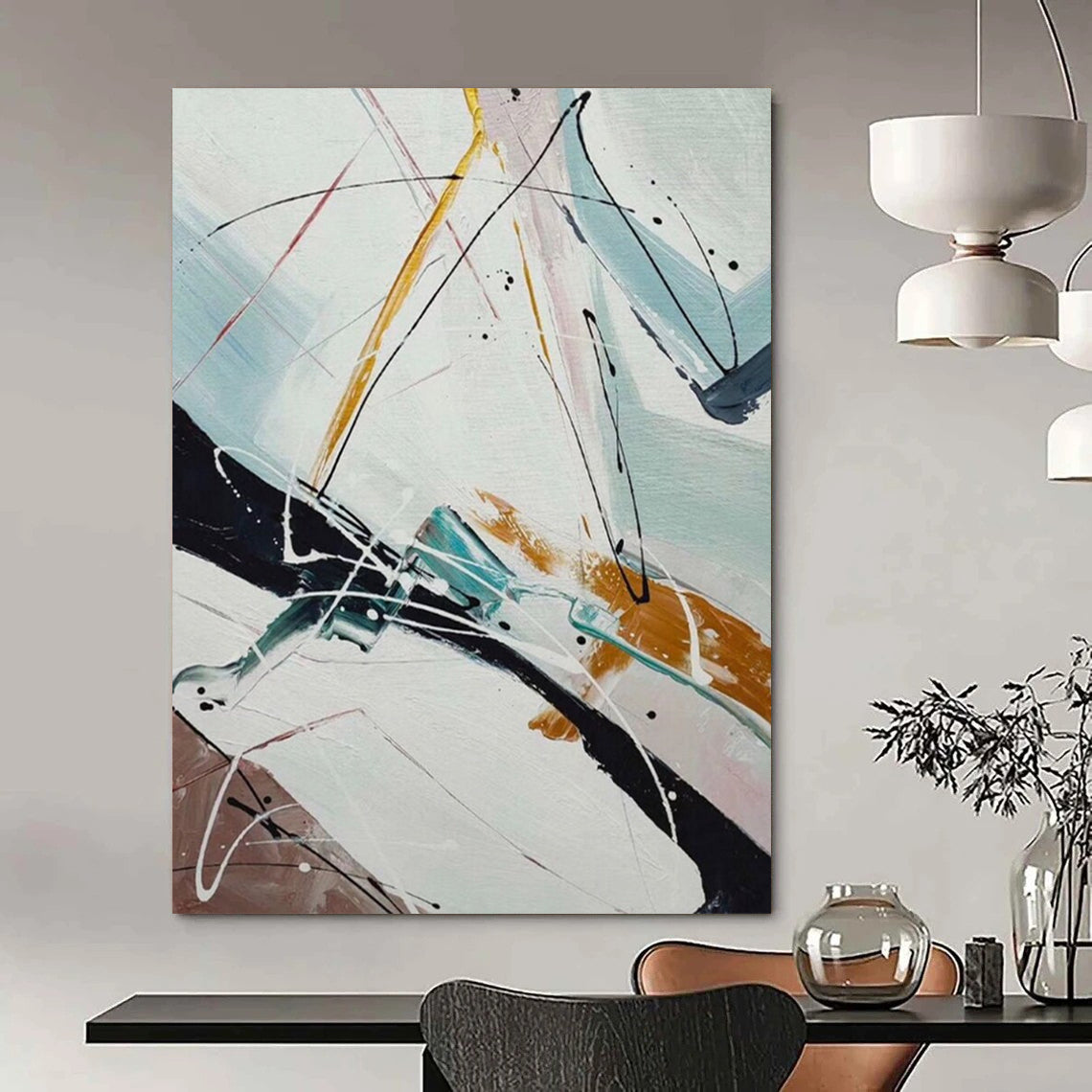 “Colorful Line Abstraction” - Abstract Expressionist Painting On Canvas DS046