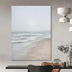 “Grey Beach & Waves” - Serene Landscape Painting On Canvas DS310