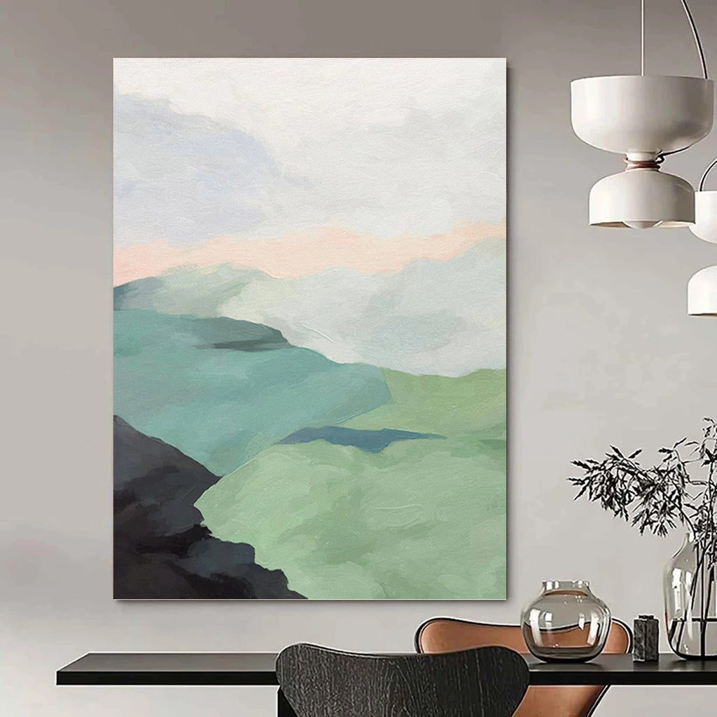 “Pastel Mountain Landscape” - Minimalist - Inspired Landscape Painting On Canvas PT1445