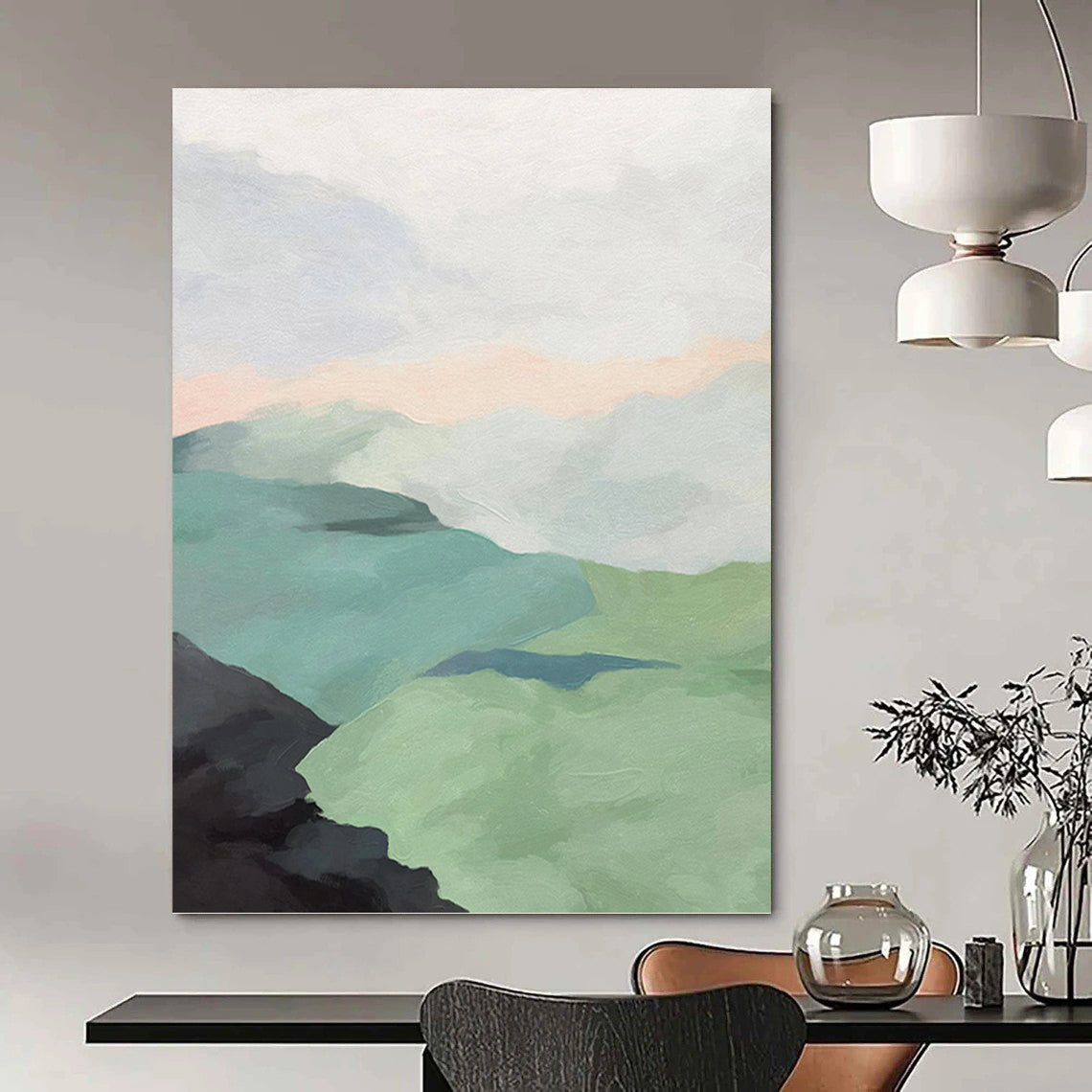 “Pastel Mountain Landscape” - Minimalist - Inspired Landscape Painting On Canvas PT1445