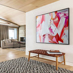 “Pink - White Abstract Shapes” - Cubist - Inspired Abstract Painting On Canvas PT1585