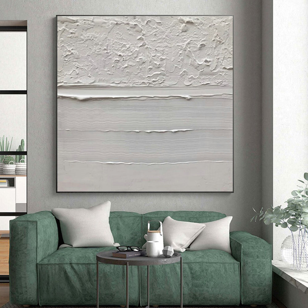 “Textured White Layers” - White, Light - colored Abstract Textured Painting PS0611