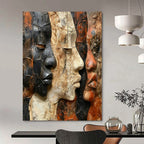 Faces in Relief Mixed - Media Textured Portraits, Painting On Canvas PT2157