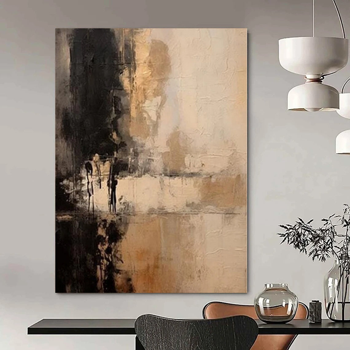 Muted Tones Abstract Landscape - Softly Blended Earthy Shades Painting On Canvas PS1217