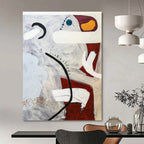 “Grey - Red Abstract with Accents” - Dynamic Abstract Painting On Canvas PT1108