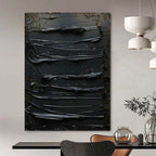 “Black Textured Mystery” - Minimalist Abstract Painting On Canvas PT2356