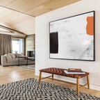 “Minimalist Black, White, and Orange Abstract” - Bold Abstract Painting On Canvas PT146