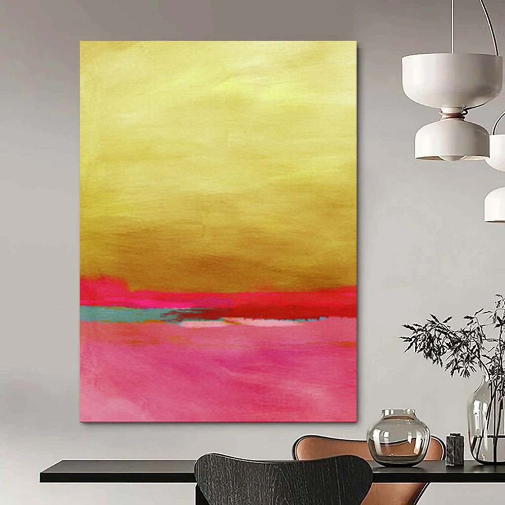 “Gold - Pink - Teal Color Block” - Abstract Painting On Canvas PT2023