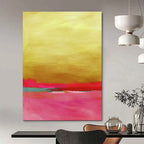 “Gold - Pink - Teal Color Block” - Abstract Painting On Canvas PT2023