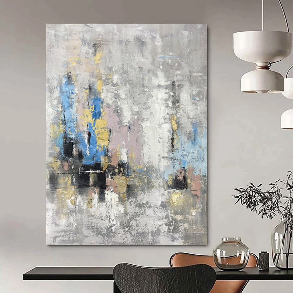“Gray - Toned Abstract Cityscape” - Urban Forms in Muted Hues Painting On Canvas DS248