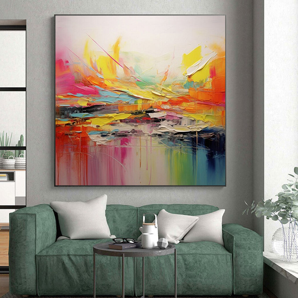 “Vibrant Abstract Splash” - Multicolor Abstract Expressionist Painting On Canvas PS0695