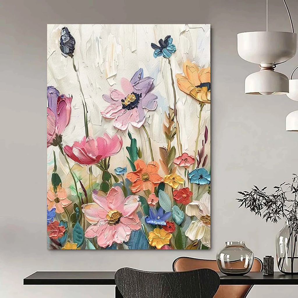 3D Flower Field Repeat Textured Painting On Canvas DS087