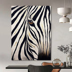 “Zebra Eye with Gold Accents” - Realist - Inspired Animal Painting On Canvas PT1423