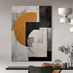 Interlocking Geometric Forms in Neutral Tones "Neutral Harmony" Abstract Painting On Canvas PS1207