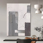 “Layered Rectangles: Gray, White Abstract” - Subtle Abstract Painting On Canvas DS396
