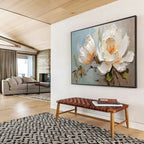 “Textured White Peonies” - Palette - Knife Floral Painting On Canvas PT174