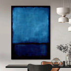 “Deep Blue and Dark Border Abstract” - Color - Blocked Abstract Painting On Canvas PT1943