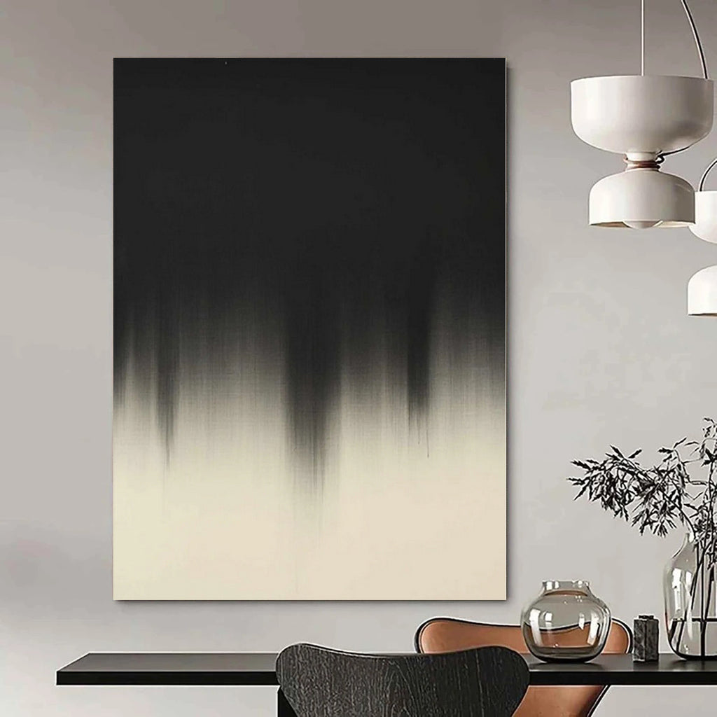 “Black - White Gradient” - Subtle Abstract Painting On Canvas PS0156