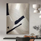 “White - Black Textured Abstract” - Textured Abstract Painting On Canvas PT1241