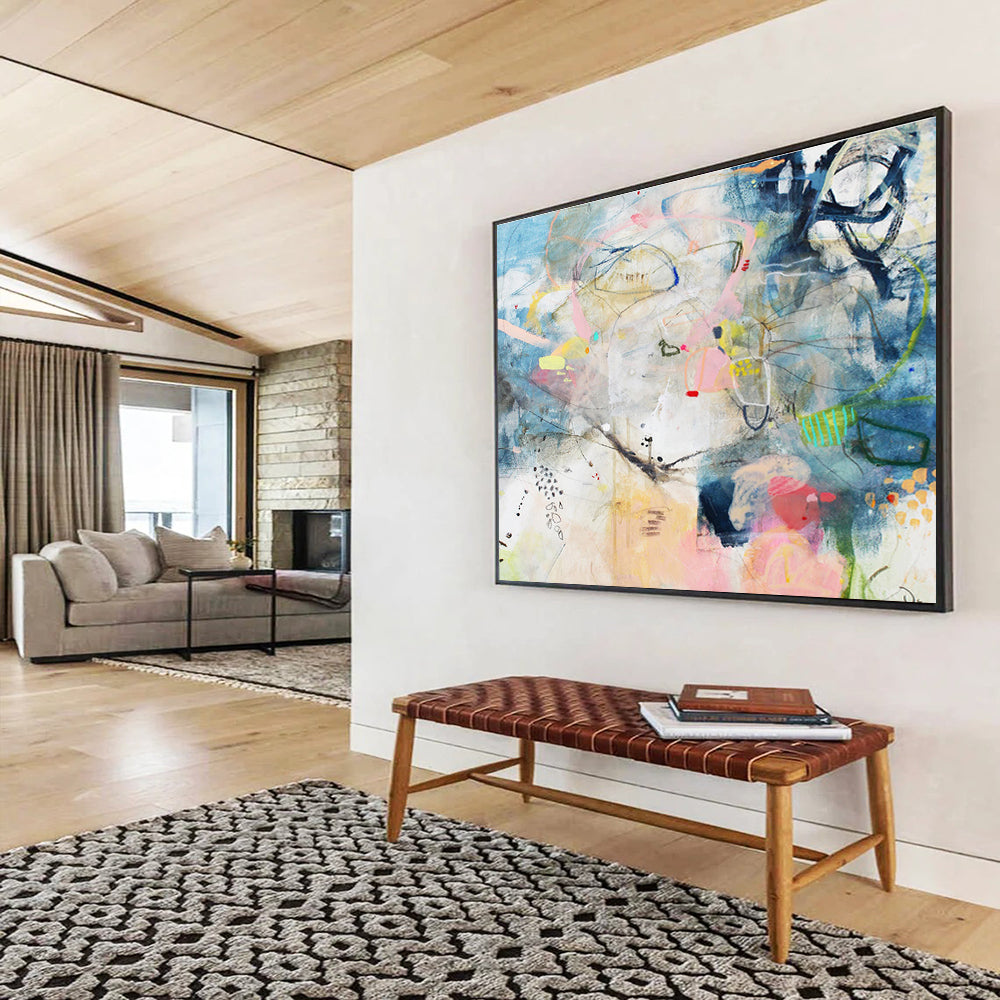 Blue - Dominant Abstract with Details Painting On Canvas DKS077