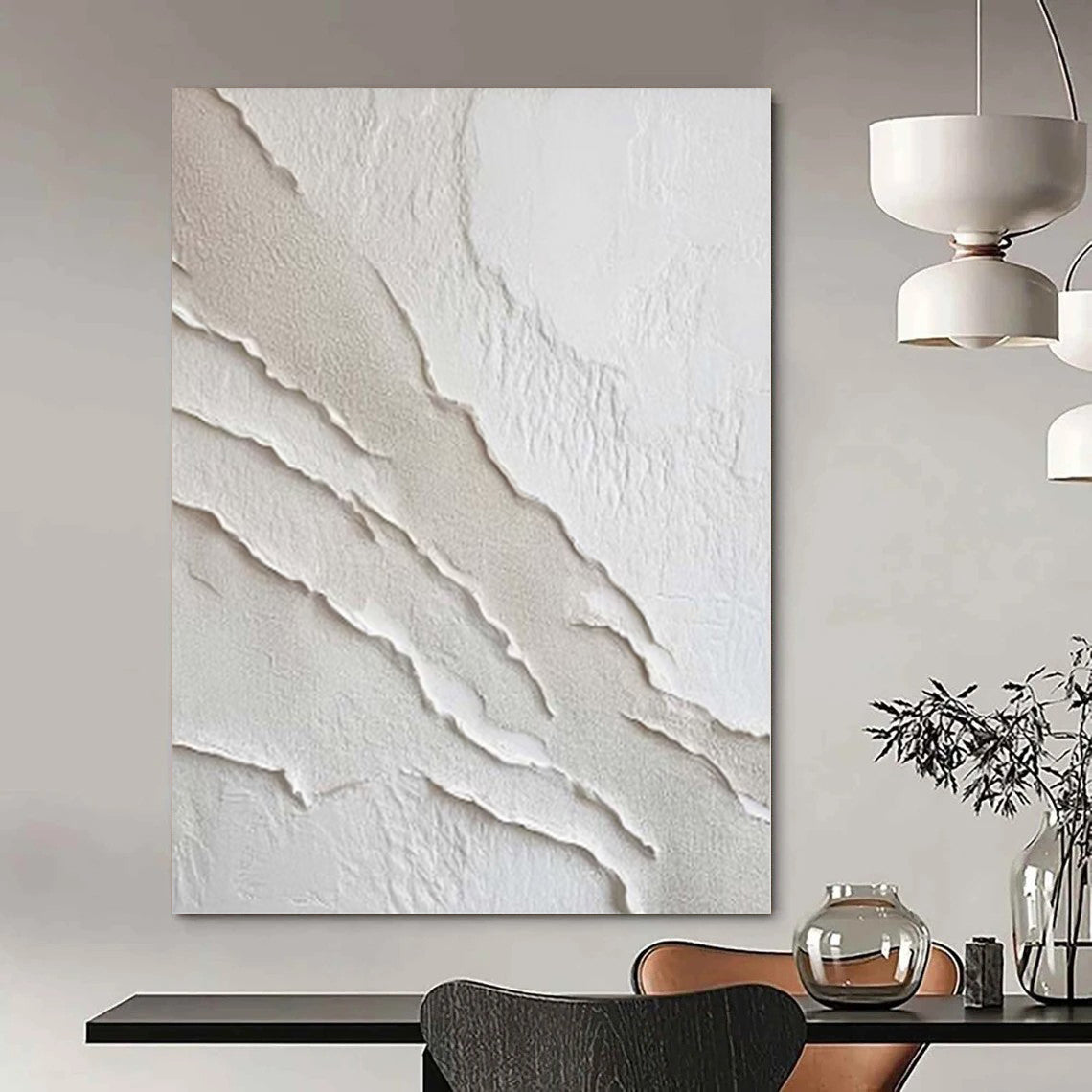 “White Textured Abstract” - Subtle Abstract Painting On Canvas PS0172
