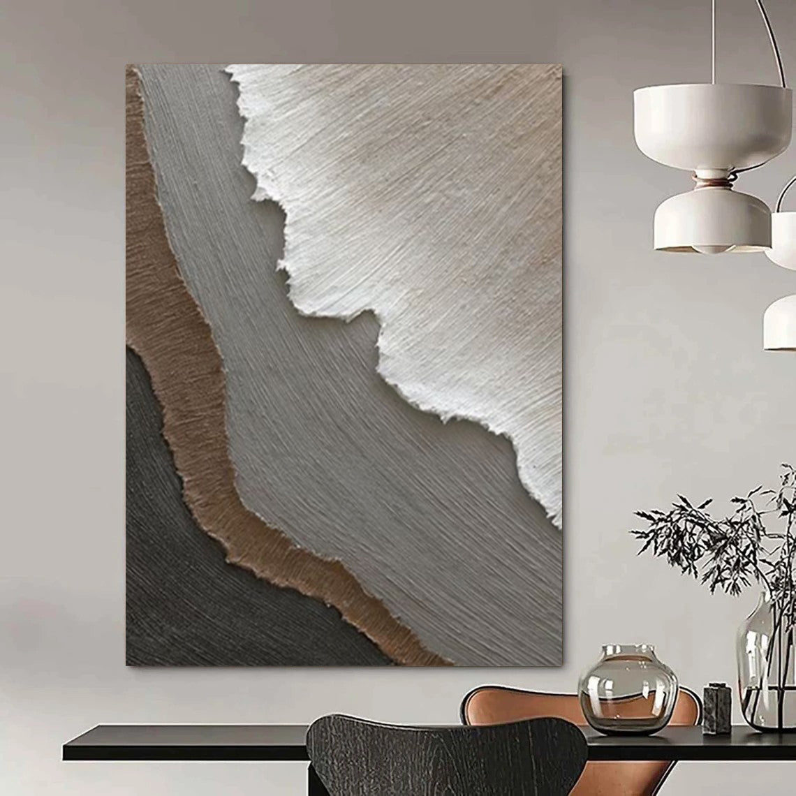 “Neutral Textured Layers - Earthy Tones & Ripped Paper Effects” Painting On Canvas DS269