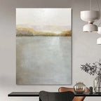 “Soft - Toned Lake Landscape” - Landscape, Pastel - Colored Painting On Canvas PT1511
