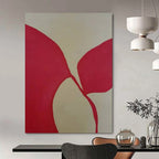 Red and Beige Organic, "Fluid Forms" – Organic Abstract Painting On Canvas PS0998