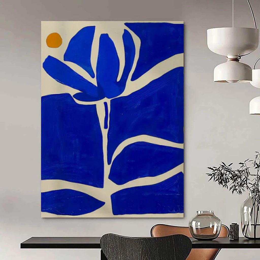 Blue and White Floral, "Blue Blossom" – Abstract Floral Painting On Canvas PS0949