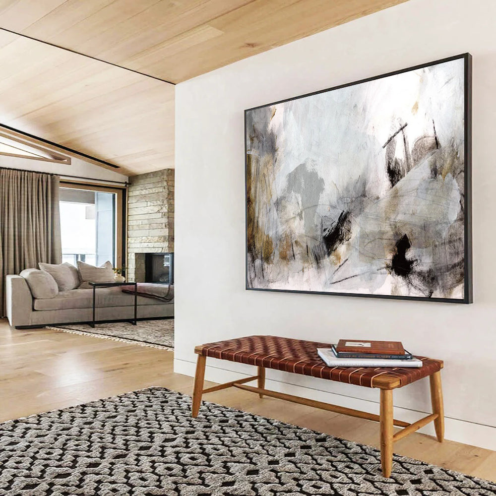 “Soft Gray and Brown Abstract Landscape” - Ethereal Abstract Painting On Canvas PT135