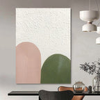 “Pink - Green Arch Textures” - Minimalist Abstract Painting On Canvas PT1175