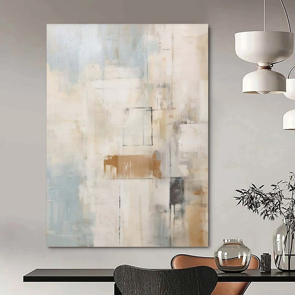 Muted Grays, Oranges, and Creams with Subtle Layers "Ethereal Hush" Abstract Textured Painting On Canvas PS1058