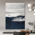 “Moody Gray and Blue Abstract Landscape” - Abstract, Atmospheric Painting On Canvas PT1540