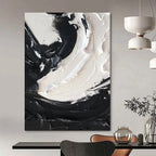 “Swirling Black and White Textures” - Tactile Abstract Painting On Canvas DS385