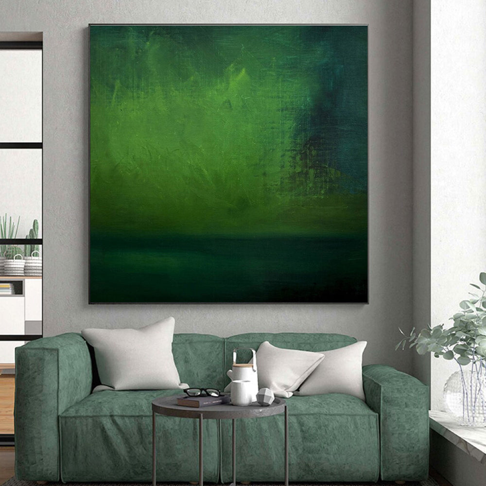 “Deep Green Mystery” - Dark Green, Teal Abstract Ethereal Painting On Canvas PS0628
