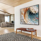 Sunset Wave - Impasto Sea Oil Painting, Great for Beach House & Balcony DKS676